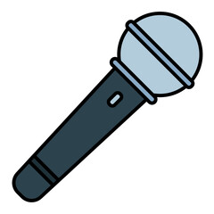 microphone using soft color and filled line style