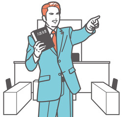 指差す男性弁護士（法廷）②