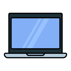 laptop using soft color and filled line style