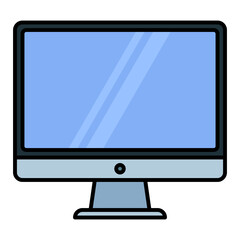 computer using soft color and filled line style