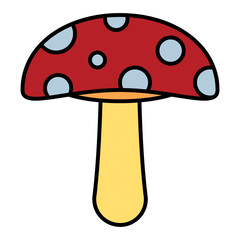 mushroom in autumn using soft color and filled line style