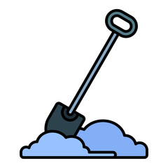 shovel for pile snow in winter using soft color and filled line style
