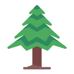 growing pine tree in spring using soft color and flat style