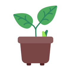 gardening plant pot in spring using soft color and flat style