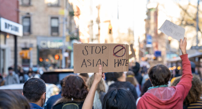 Stop Asian hate march, times square to Chinatown. Photographed in New York, NY USA on March 21, 2021