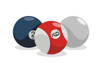 Three billiard balls. Simple flat illustration