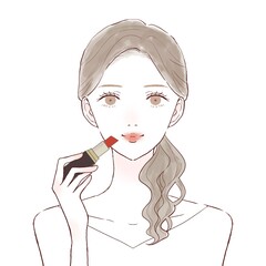 口紅を塗る女性