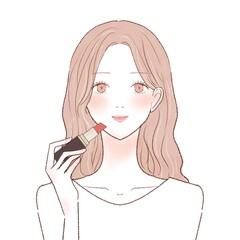 口紅を塗る女性
