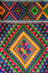 Closeup Colorful Sarongs on sale in the market,Thai Fabrics patterns,detail and color of batik fabric background