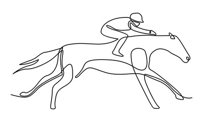 Continue line of horse race vector illustration