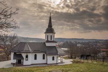 Fototapeta na wymiar Romania, Greek Catholic Church from Milaş, Bistriţa-Năsăud “Ascension of the Lord” church ,2021