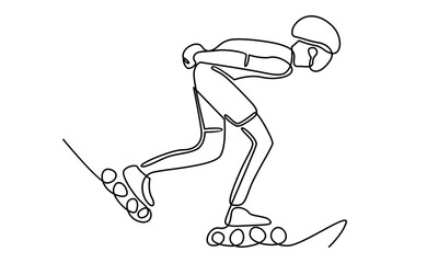 Continue line of roller skate player vector illustration