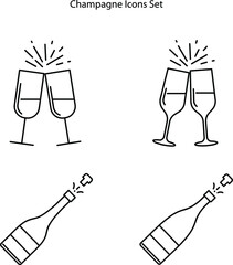 champagne icons set isolated on white background. champagne icon thin line outline linear champagne symbol for logo, web, app, UI. champagne icon simple sign.