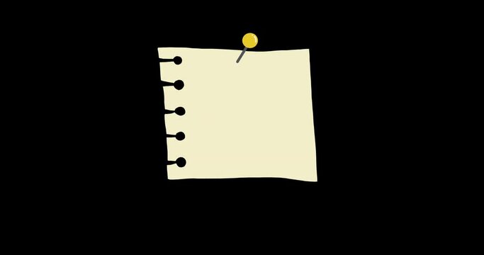 Set of Hand-drawn LOOP Animation cute Sticker, Paper Note, Background for Text with Colored scotch tape in doodle style on transparent background. Alpha channel.
