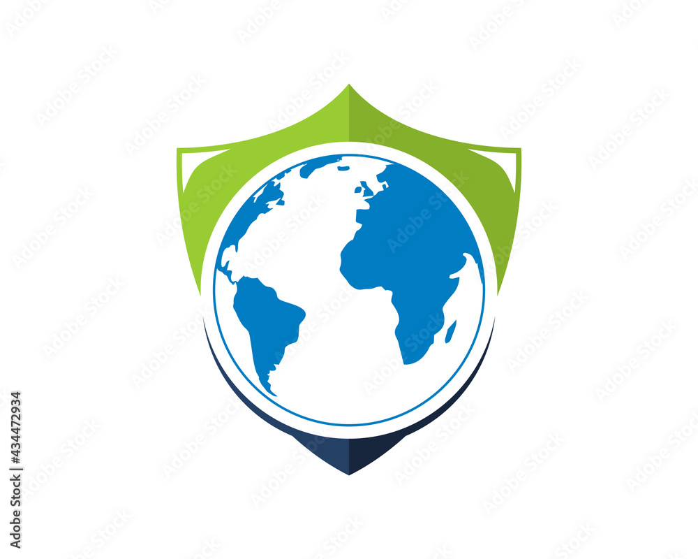 Canvas Prints globe in the shield protection logo