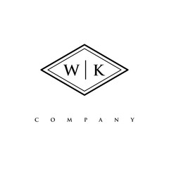 initial WK logo design vector