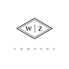 initial WZ logo design vector