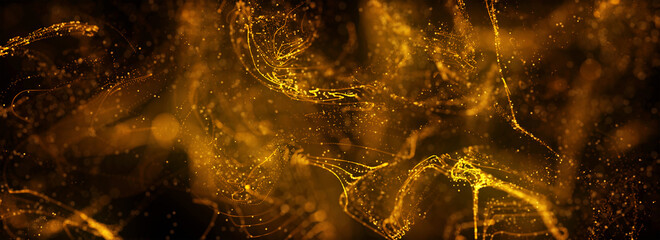 Abstract gold particular background with gold light and line background, gold glowing light effect...
