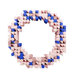 Obraz premium Colored geometric block letter O. 3d render of alphabet.