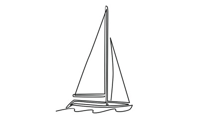 Continue line of sailing boat vector illustration