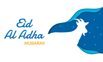 Eid Al Adha With Goat In Paper Cut Style
