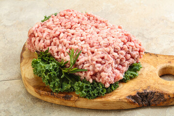 Raw pork minced meat for cooking