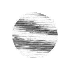 Abstract Line Circle in Minimal Trendy Style. Vector Round Graphic Element of Hand Drawn Texture
