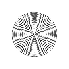 Abstract Line Circle in Minimal Trendy Style. Vector Round Graphic Element of Hand Drawn Texture