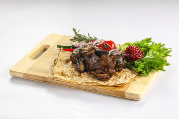Lamb liver barbeque with fat