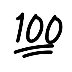 100 hundred emoticon icon on white background. 100 emoji score sticker. 100 sign. flat style.