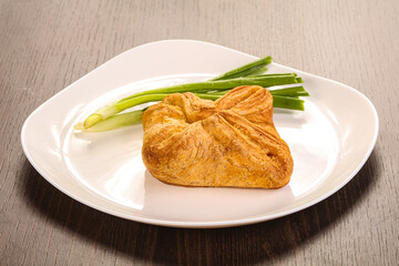 Tasty puff pastry with meat