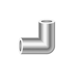 PVC plastic pipe fitting vector design isolated on white background. Elbow type with 90 degree angle. Material for connection installation pipeline in plumbing, drainage system, sewage, water supply.