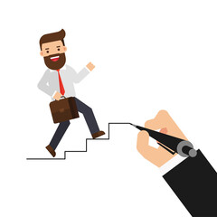 businessman hand pushing fired button to layoff his employee