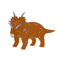 Cute cartoon doodle xenoceratops, isolated on white background. 