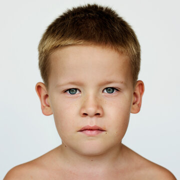World face-Russian kid in a white background