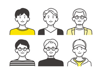 シンプルな男性の線画ベクターイラスト素材／若者／オシャレ