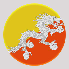 3D Flag of Bhutan on circle