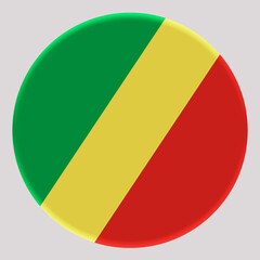 3D Flag of Republic of the Congo on circle