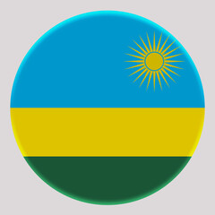 3D Flag of Rwanda on circle