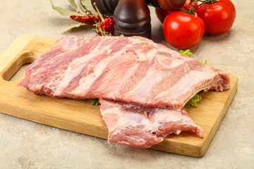 Raw pork ribs for cooking