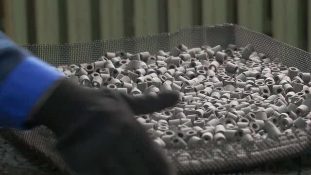 Different stages of manufacturing an industrial catalyst