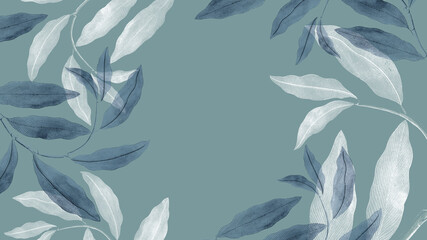 Blue and white leafy background illustration