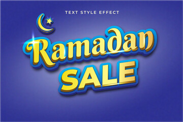 Obraz premium Ramadan Sale Blue and Golden Editable Text Style Effect