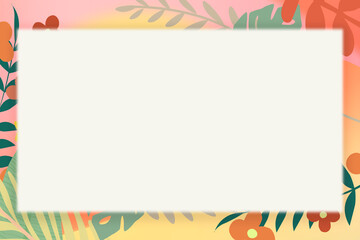 Colorful tropical flowers rectangle frame