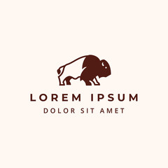 Great wild bison simple flat logo design concept