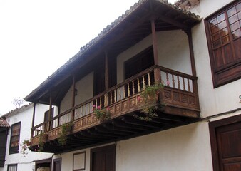 Fototapeta premium Beautiful photograph of a colonial style balcony, in the Canary Islands