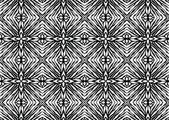 Fototapeta premium Abstract tile with folk style ornaments for coloring on a white background, seamless pattern, vector