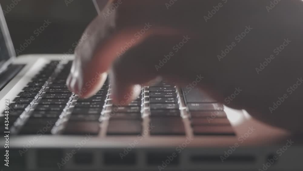 Poster close up shallow focus hand hold credit card and other hand key in keyboard. background for e-commer