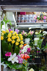 Flowers market.. Bouquet of flowers of multiple colors. Beautiful and colorful bouquet of flowers with a variety of flowers.