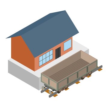 Open wagon icon. Isometric illustration of open wagon vector icon for web